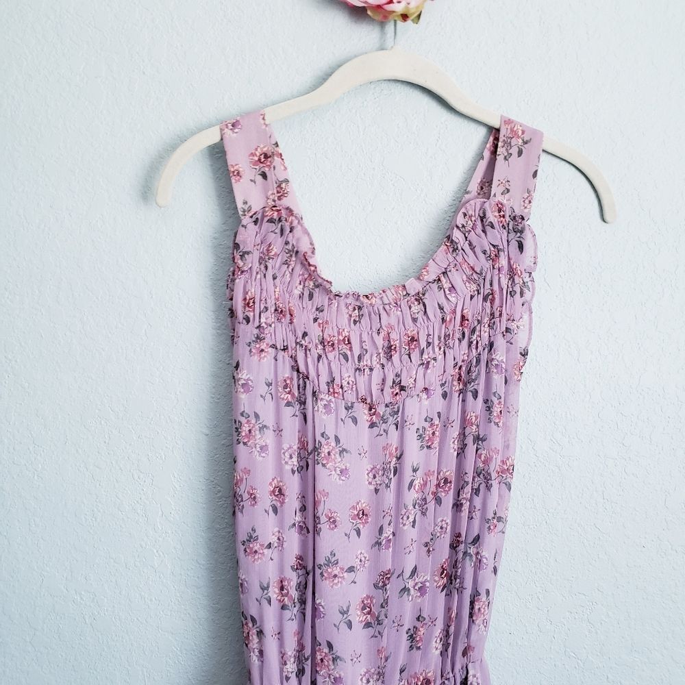 Zara Lilac Floral Smoked Criss Cross Back Mini Dress - Picture 4 of 12